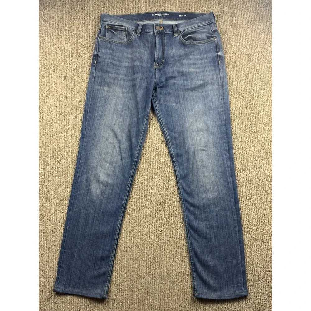 Banana Republic Mens 33x31 Traveler Jeans Cotton Blend Stretch Medium Wash